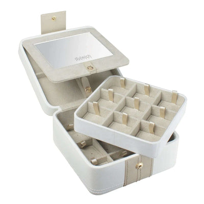 Dulwich Designs Belgravia Earring Box 71035 Cream Leather - Engraveitnow Ltd