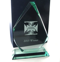 Swatkins Jade Glass Pyramid Award 205mm tall