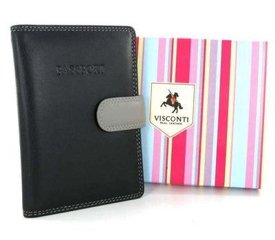 Visconti Rainbow Passport Holder RB75 Black Multi - Engraveitnow Ltd