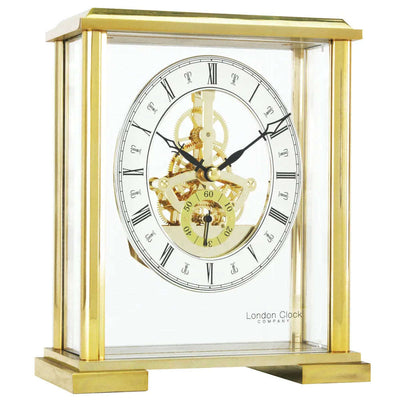 London Clock Square Top Gold Skeleton Mantel Clock 02085 - Engraveitnow Ltd