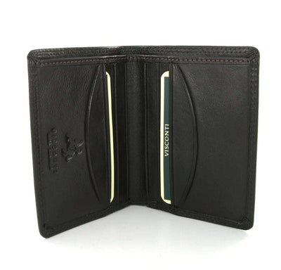 Visconti Heritage HT6 Harley Choc Brown Leather Slim Mini Wallet - Engraveitnow Ltd