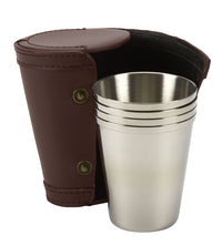 Shooting Cups & Leather Case R3387 Personalised laser engraving to top lid.