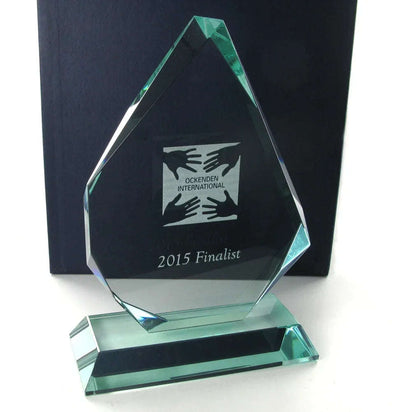 Swatkins Jade Glass Pyramid Award 8.5" tall - HC034B - Engraveitnow Ltd