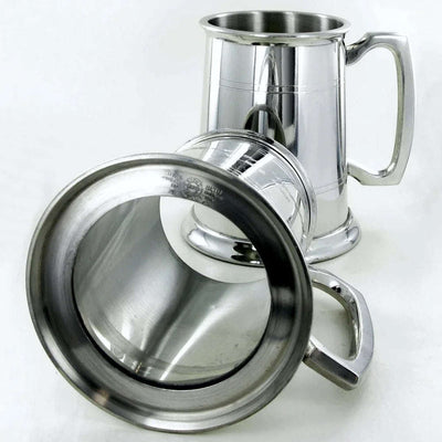 Pewter 1 Pint Tankard with Glass Bottom - Engraveitnow Ltd