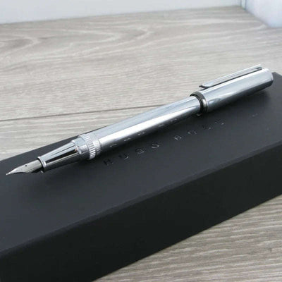 Hugo Boss Gear Fountain Pen, Chrome - Engraveitnow Ltd
