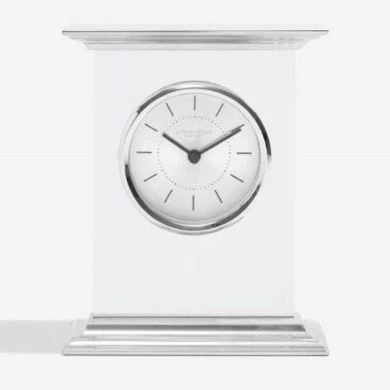 London Clock Flat Top Silver Chrome Mantle Clock 03214