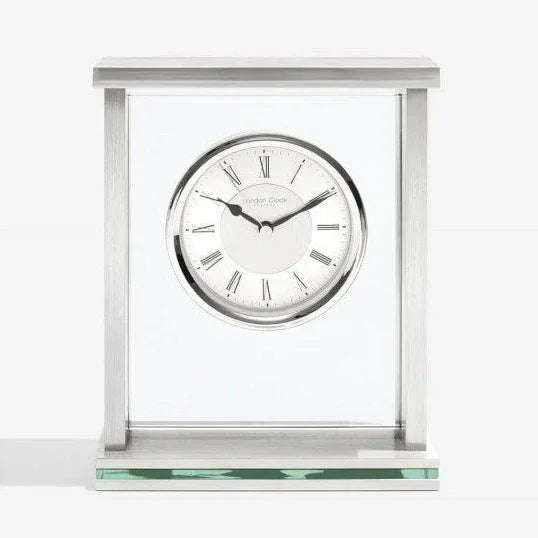 London Clock Chrome Rectangular Mantel Clock 05178