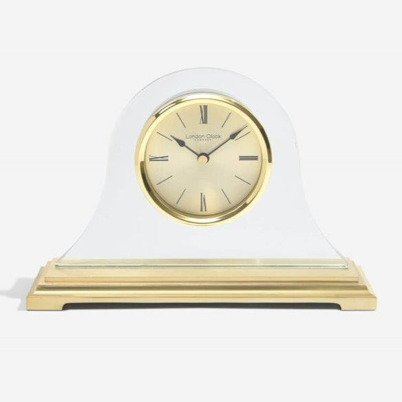 London Clock Gold Arched Glass Mantel 03150