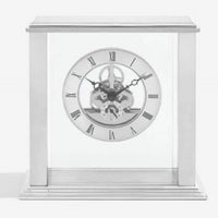 London Clock Simple Frame Silver Skeleton Mantel 03152