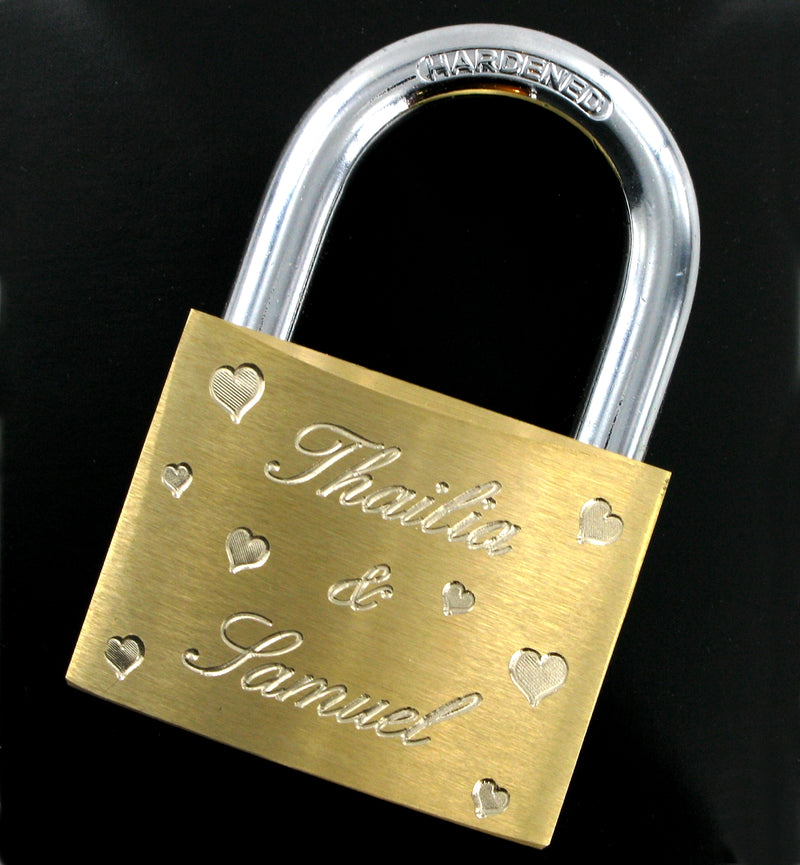 Love Lock Engraved Large Padlock & Keys