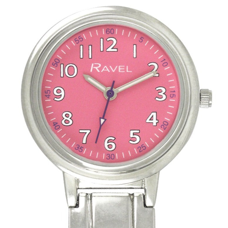 Easy Read Engraved Pink Nurse Fob Watch Chrome R1101.15