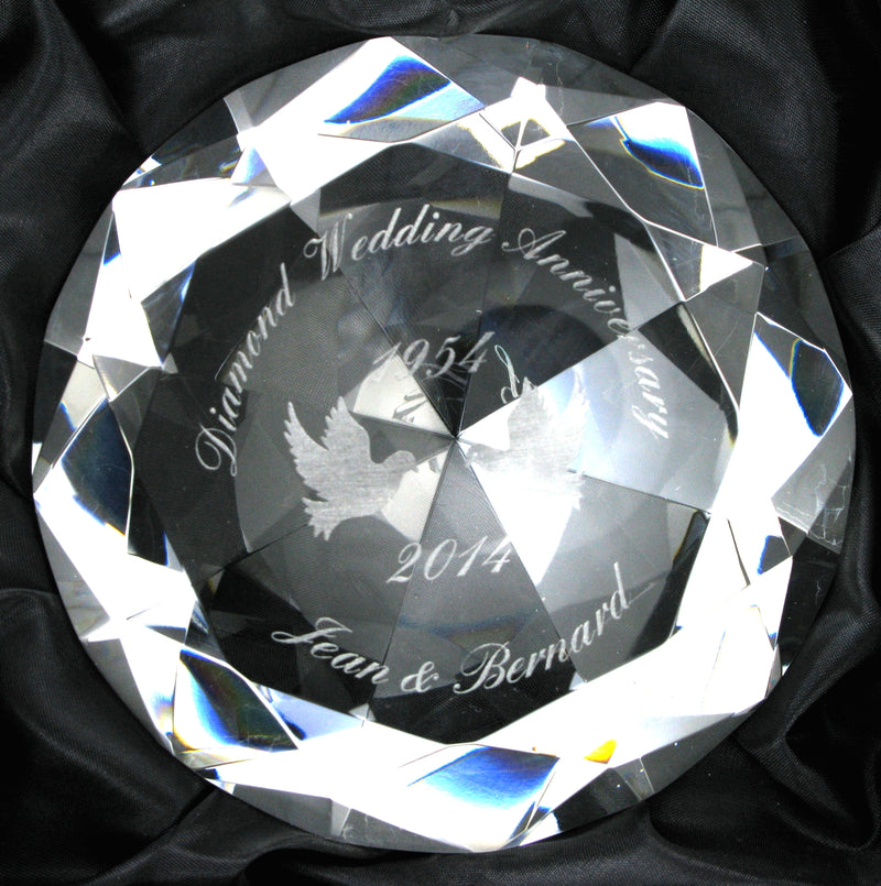 Glass Diamond Large 4" Diameter with Free Engraving
