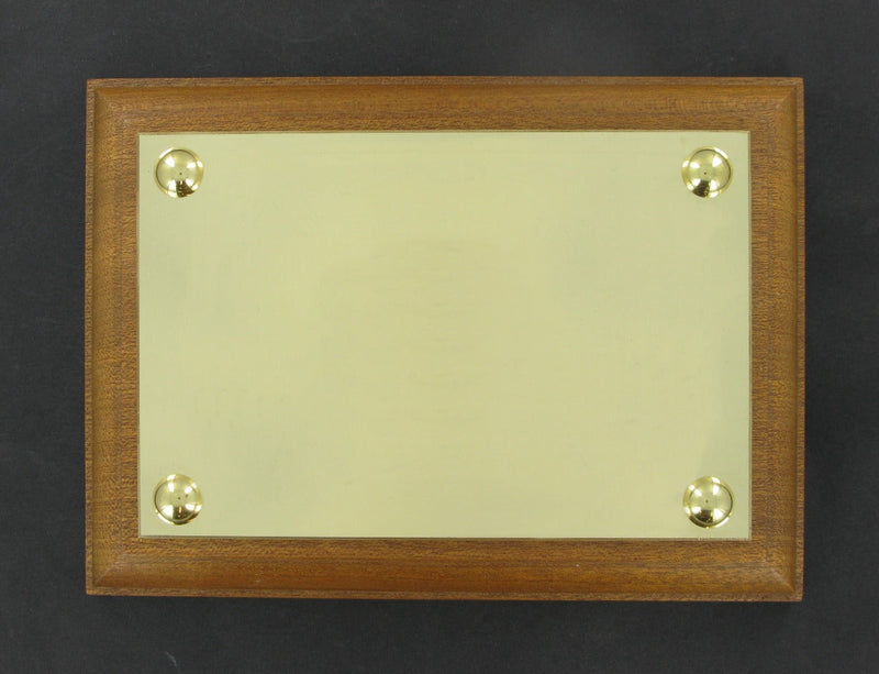 Wood Plaque with 6" x 4" Polished Brass Plate