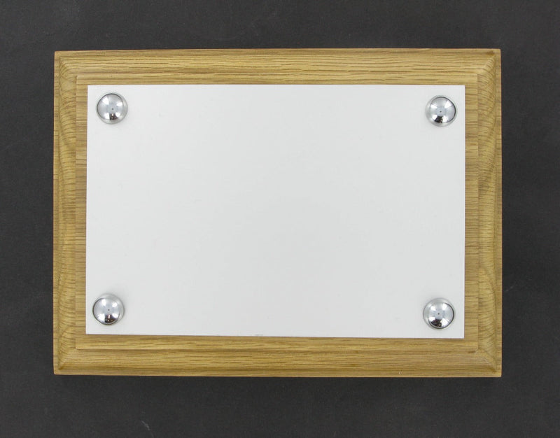 Oak Wood Plaque with 6" x 4" Aluminium Plate