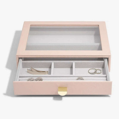 Stackers Blush Classic Jewellery Box Glass Top Drawer 75783 - Engraveitnow Ltd