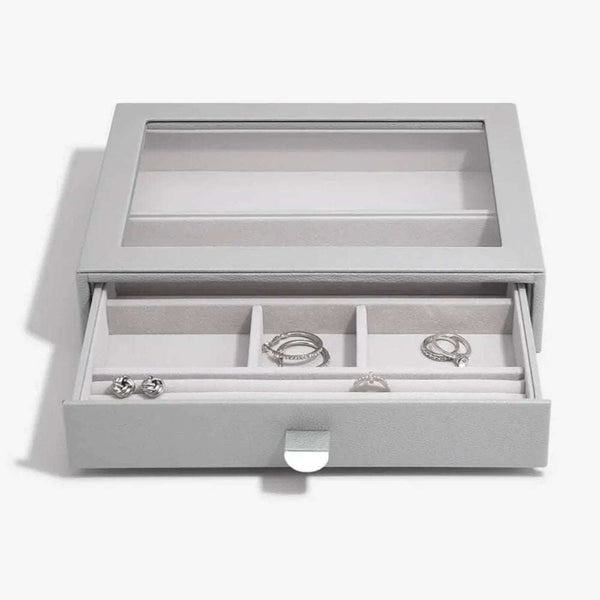 Stackers Pebble Grey Classic Jewellery Box Glass Top Drawer 75784