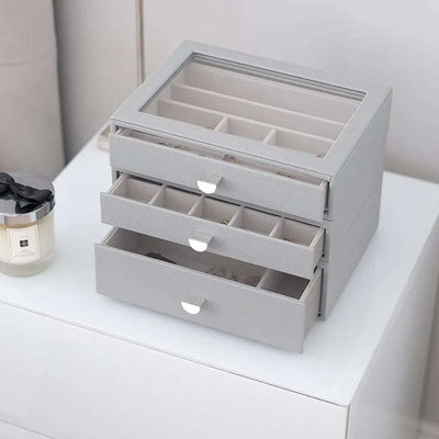 Stackers Pebble Grey Classic Jewellery Box - Set of 3 - 75888 - Engraveitnow Ltd