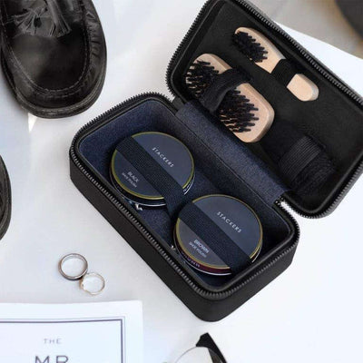 Stackers Black Shoe Shine Kit 75431 Vegan Leather - Engraveitnow Ltd