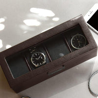 Stackers Brown 4 Piece Watch Box 75398 Vegan Leather Engrave It Now and personalise the lid with a laser engraved message
