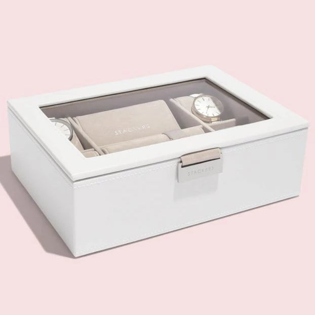 Stackers Classic White Leather Watch Box 73593