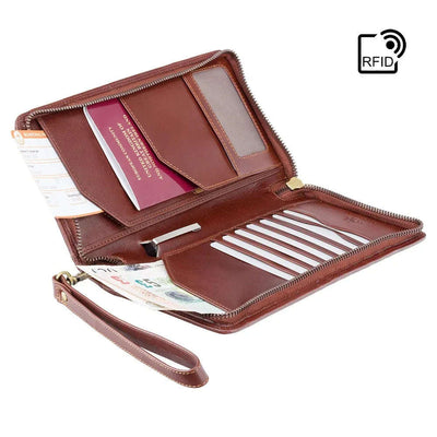 Visconti Monza Italian Brown Leather Travel Wallet MZ101 - Engraveitnow Ltd
